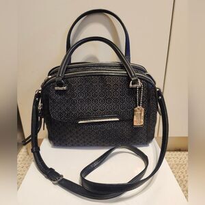 Coach Madison "Georgie" Canvas/Leather Logo Print Satchel/Crossbody Bag Ret.$395